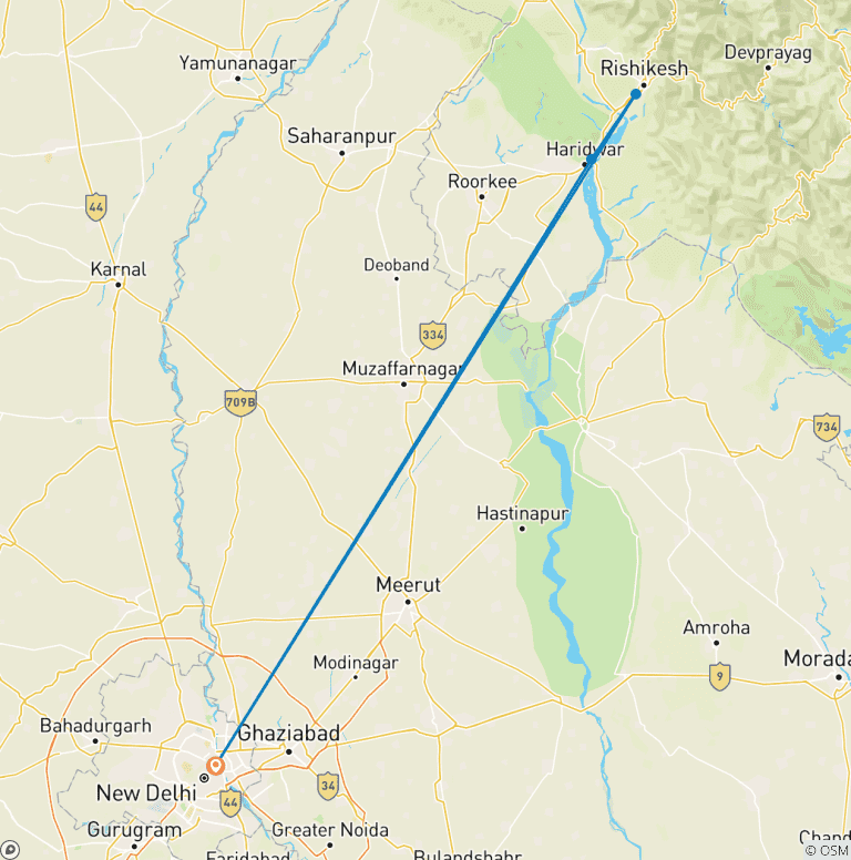Map of India Yoga and Mediation Tour in Himalayas - 10 Days