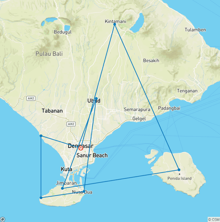 Map of 7 Days Explore Bali - Nusa Penida and Spa Treatment