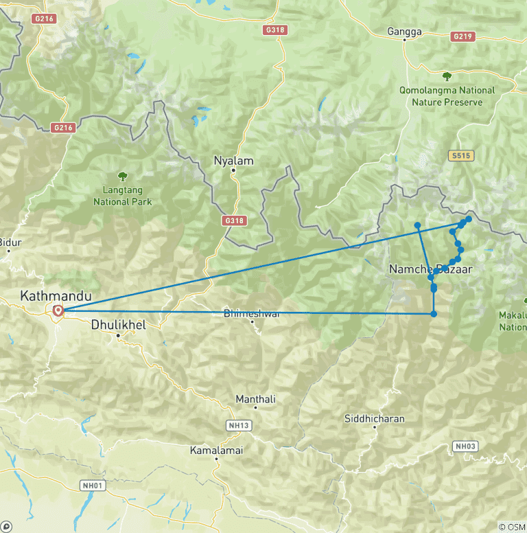 Map of Everest Base Camp Trek 7 Days
