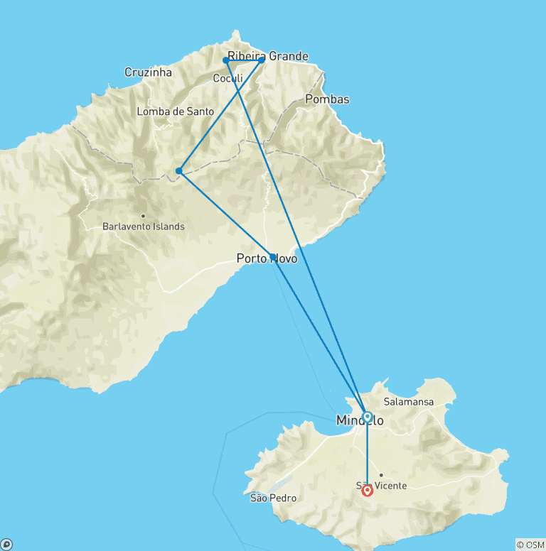 Map of Cape Verde Sao Vicente and Santo Antao