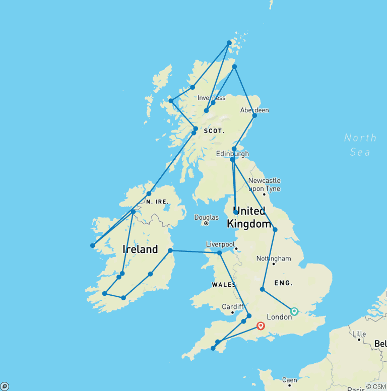 Map of Britain & Ireland Discovery (Small Groups, Summer, 24 Days)