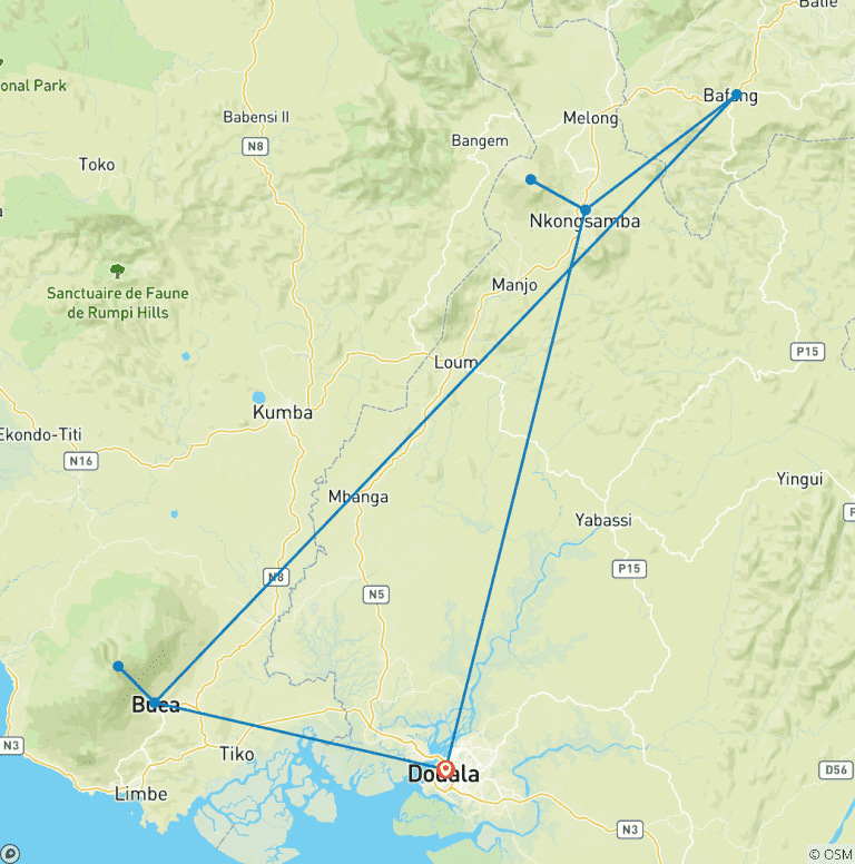 Map of Mout Cameroon Trekking Adventure 10D/9N