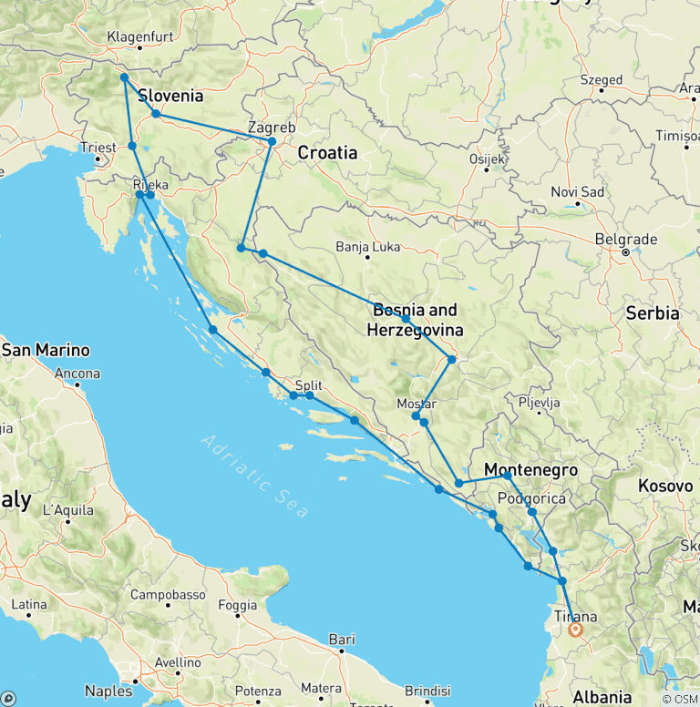 Map of Europe Explorer Grand Tour “Dalmatia Route”