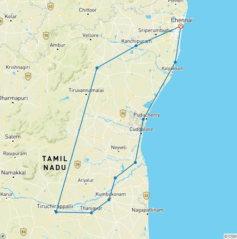 Map of Journey Along The Temple Route