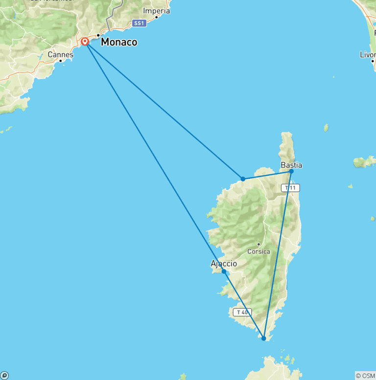 Map of Hiking cruise - Corsica reveals its hidden treasures (port-to-port package)