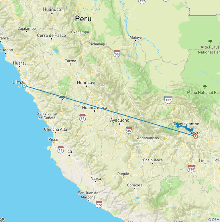 Map of Peru With Machu Picchu (Classic)