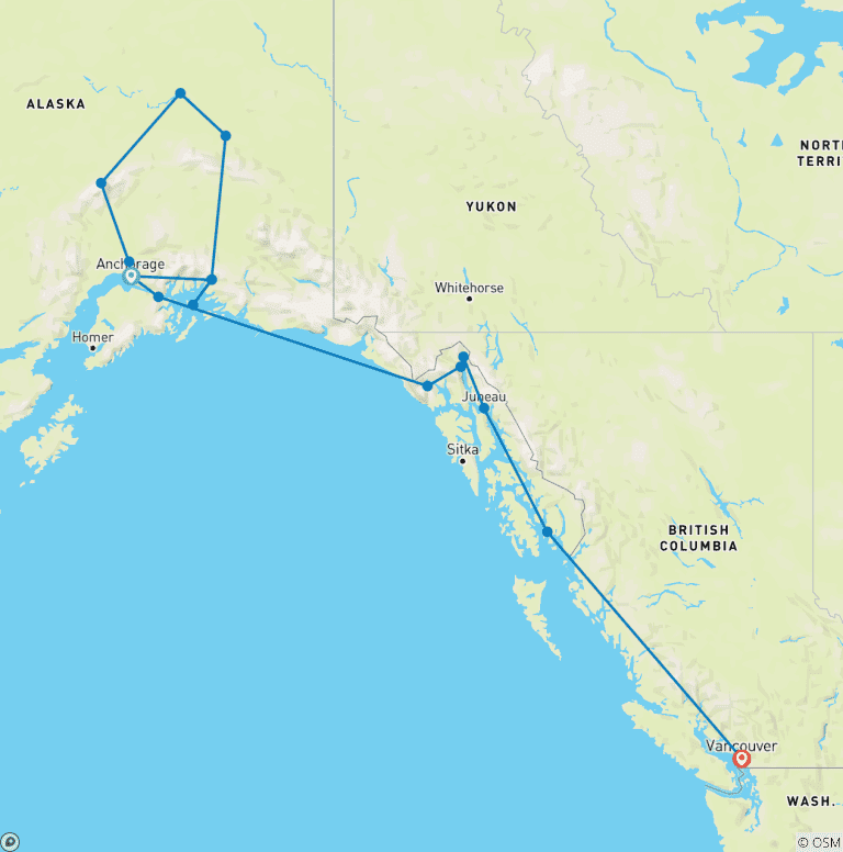Map of Spectacular Alaska! with Alaska Cruise