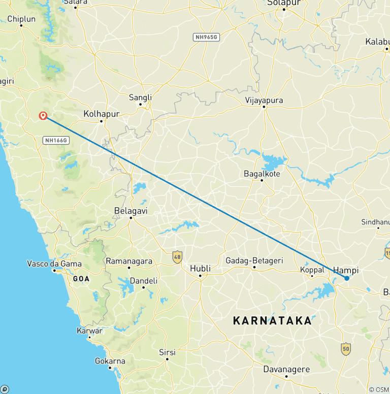 Map of Vijayanagara Voyage: From Goa to Hampi