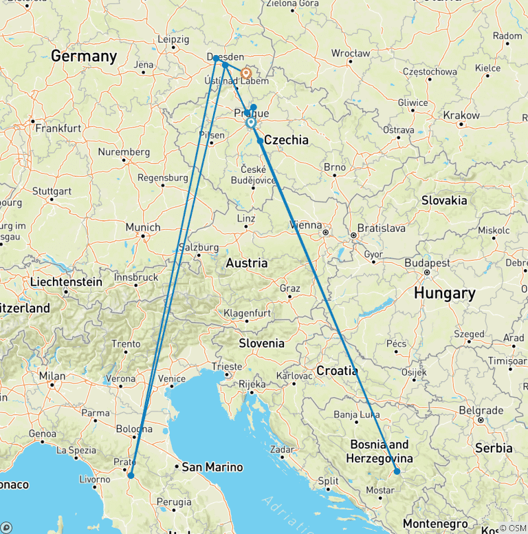 Map of Prague, Dresden, and the Castles of Bohemia: A Spectacular Cruise on the Elbe and Vltava Rivers