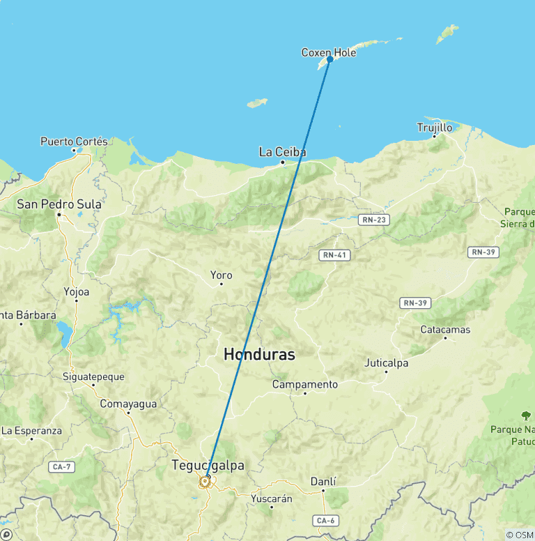 Map of Honduras: Tegucigualpa, Roatán, Valle de Ángeles - 6 days