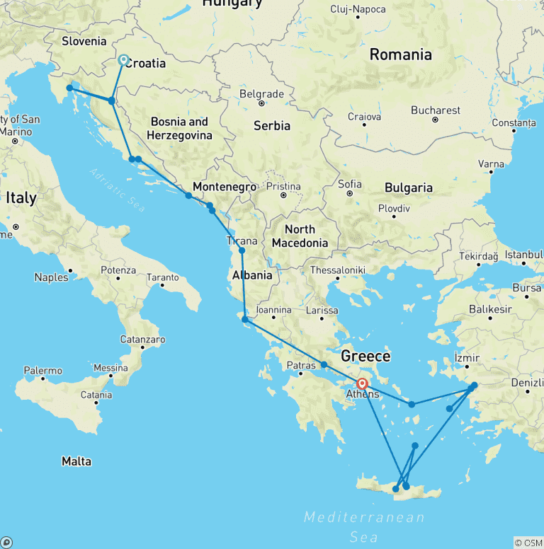 Map of The Eastern Discovery (Classic, With Athens, Premier Cabin)