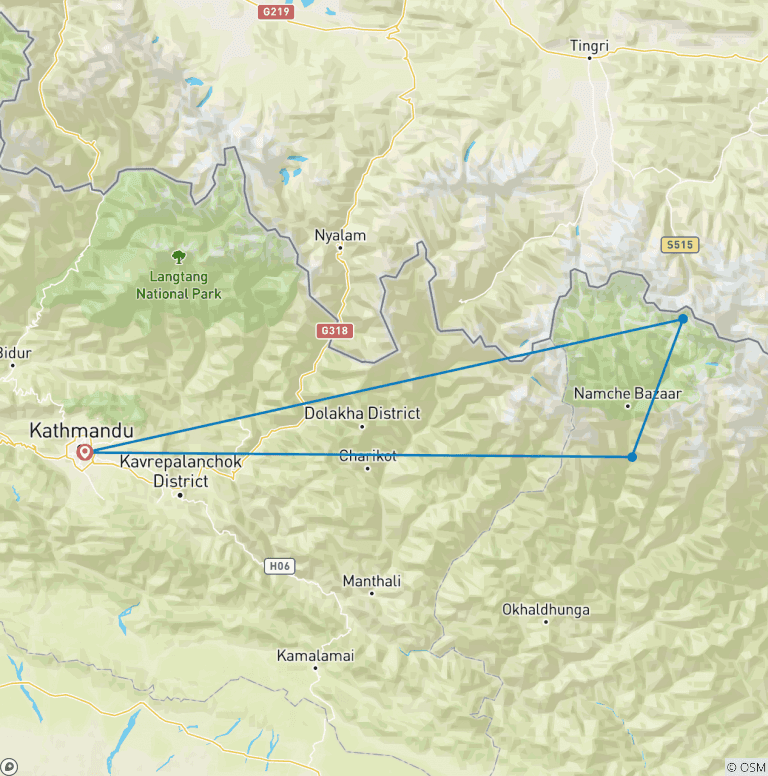 Map of Everest Base Camp sharing Helicopter Tour