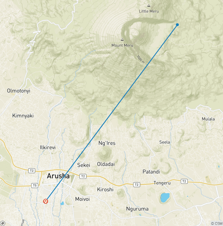 Map of 5days Mount Meru Climbing