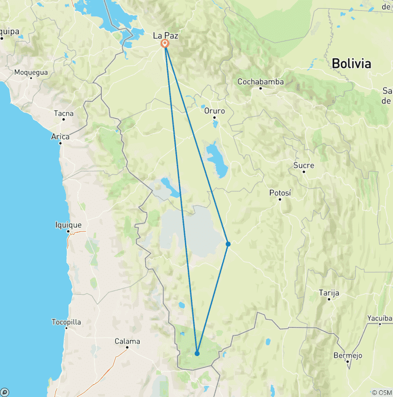 Map of Tailor-Made 7-Day Bolivia Adventure, Daily Start & Private Guide