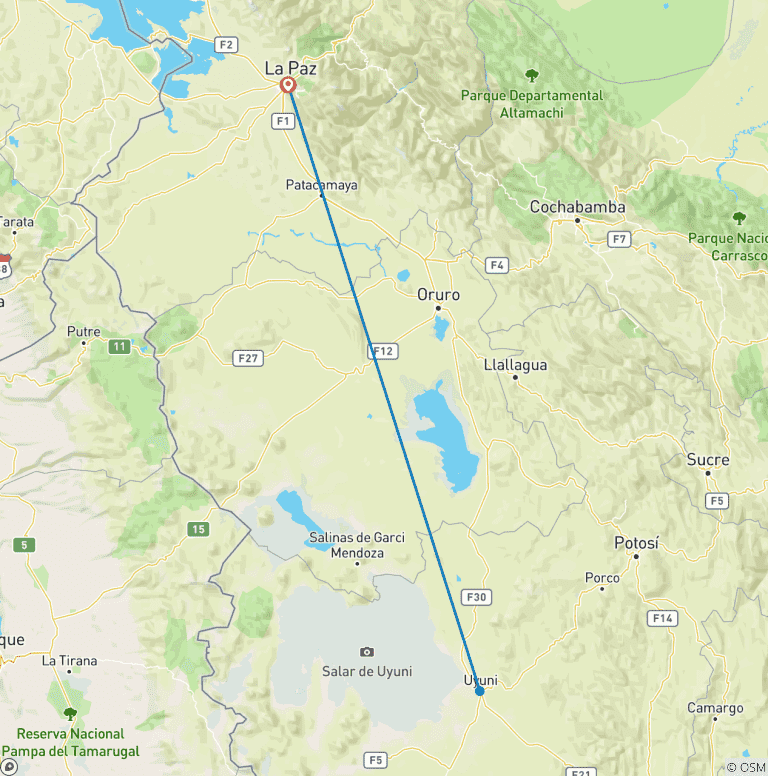 Map of Tailor-Made 7-Day Bolivia Adventure, Daily Start & Private Guide