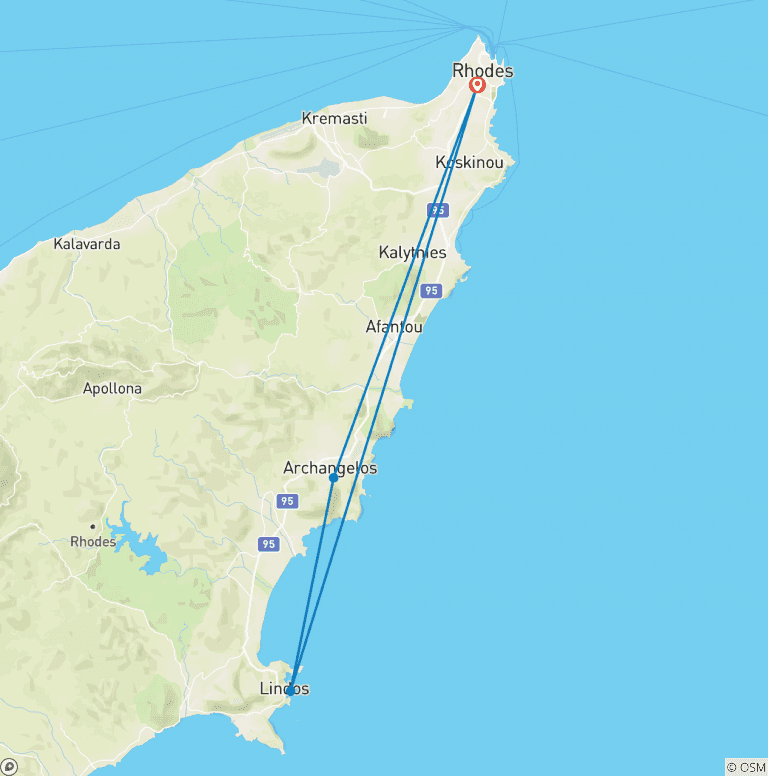 Map of Rhodes: Hiking & Culture