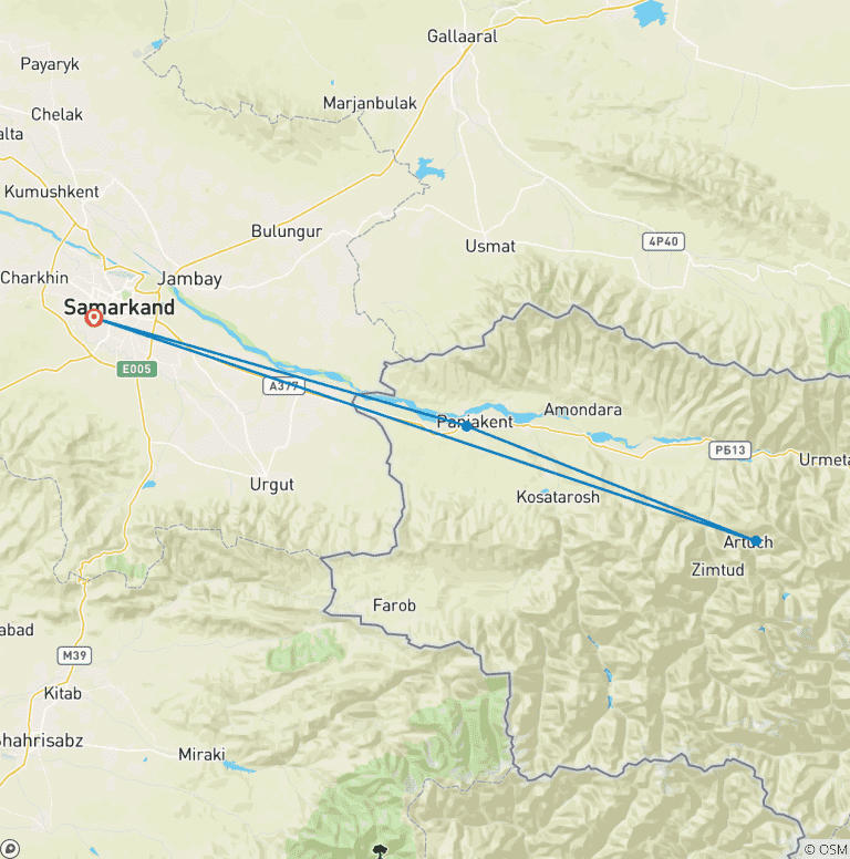 Map of Hiking tour to the Kulikalon and Alaudin lakes area