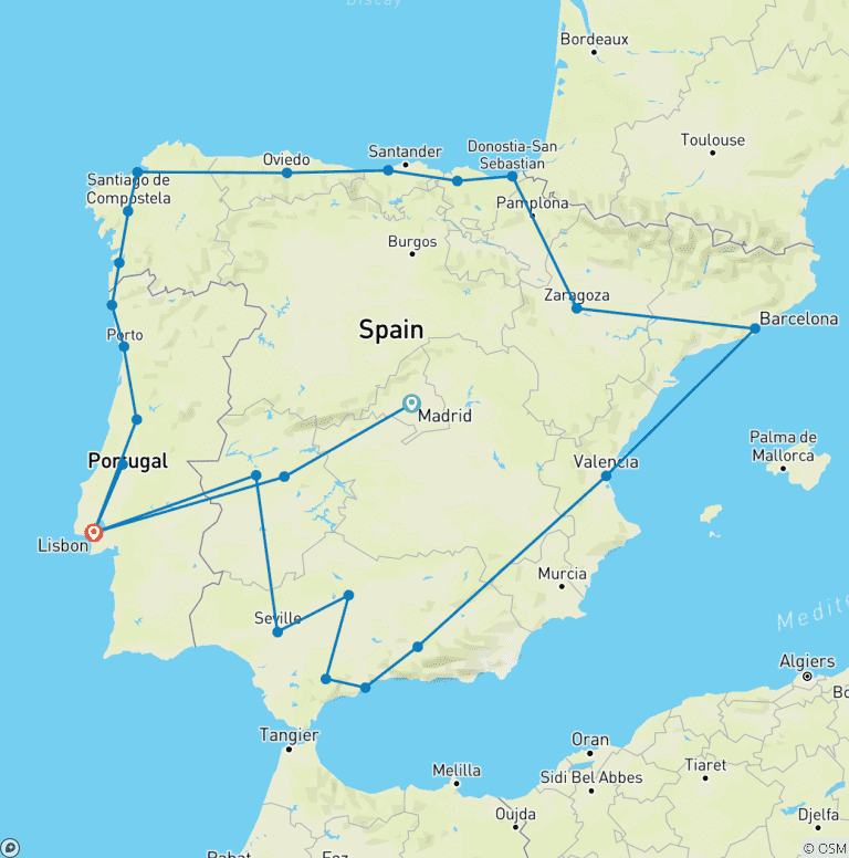 Map of Portugal & Spain