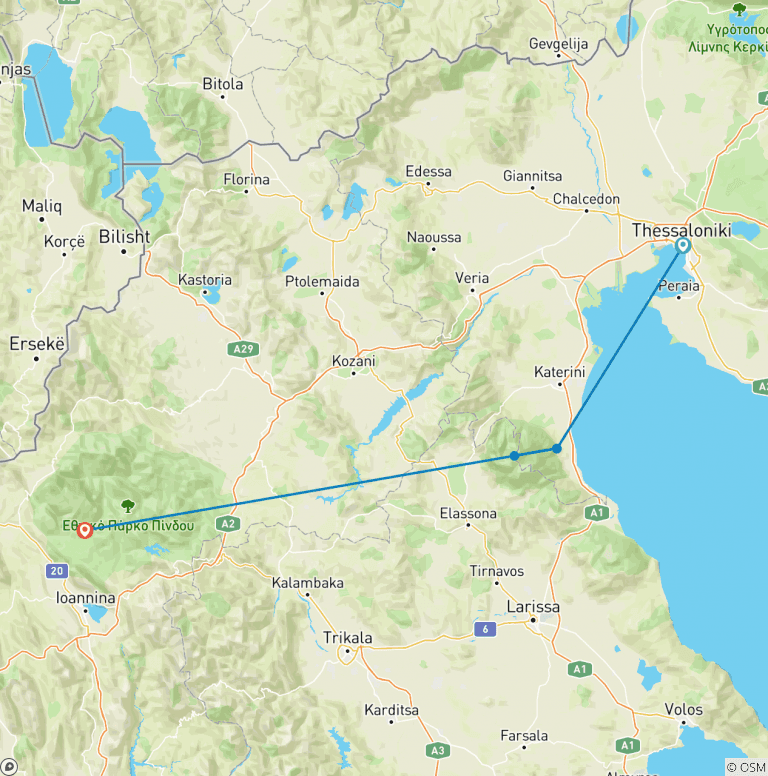 Map of Hiking Northern Greece