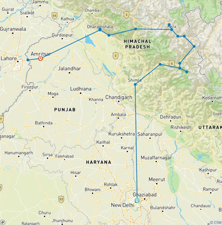 Map of Sacred Peaks and Valleys: Kinnaur, Spiti, and Dhauladhar Drive