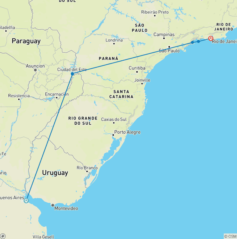 Map of Samba & Tango Air-Expedition 14D/13N (from Buenos Aires)