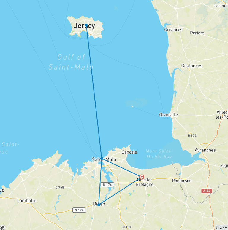 Map of France - The Emerald Coast 8 Days