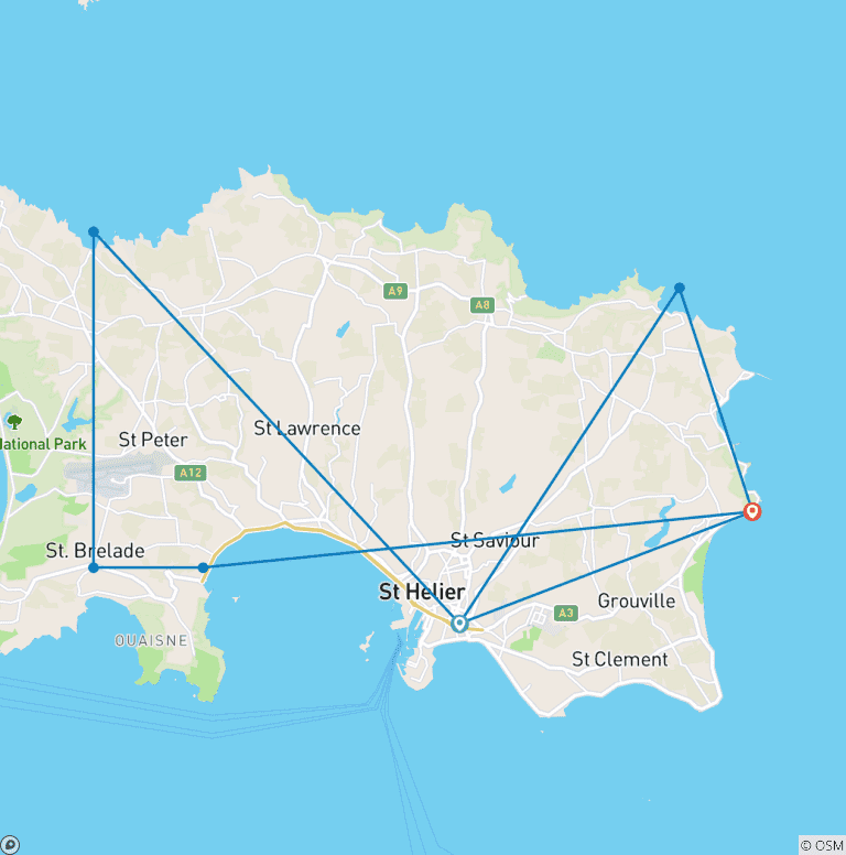 Map of Jersey Leisurely Hike (8 days)