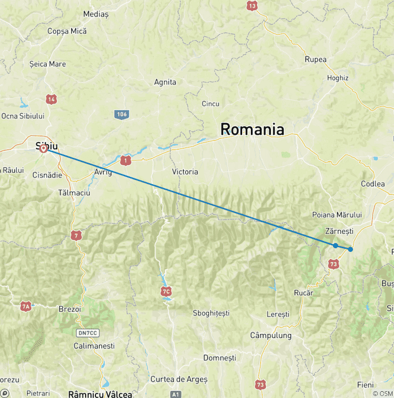 Map of Walk Romania's Highlights (8 days)