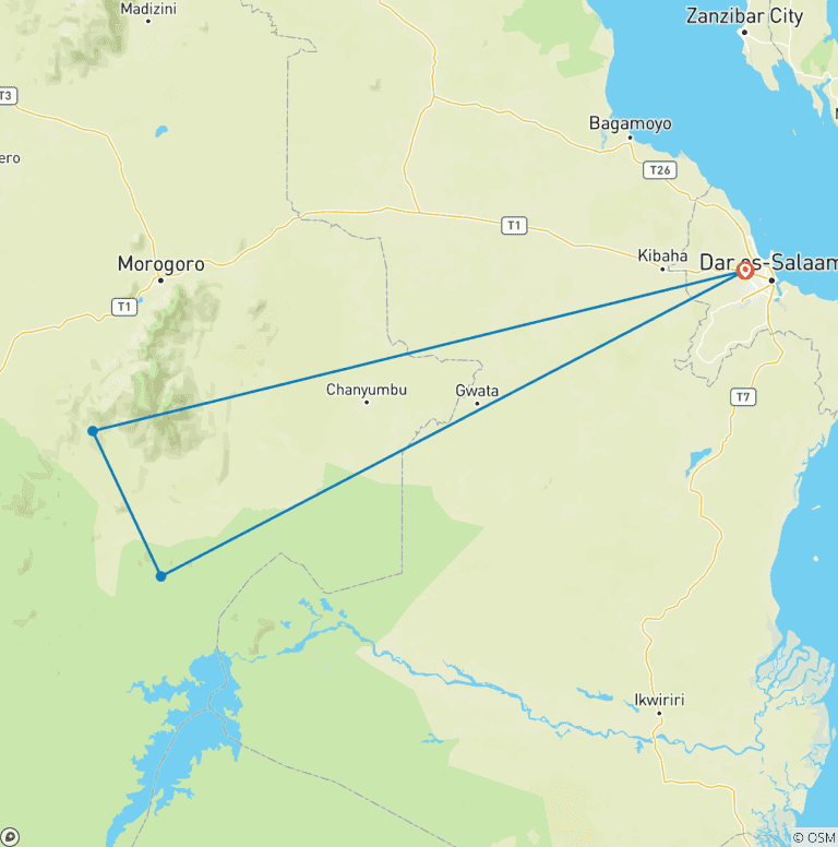 Map of Discover The World-Class & Extraordinary 1-Day Safari Adventure to Mikumi by Train (SGR) from Dar es Salaam