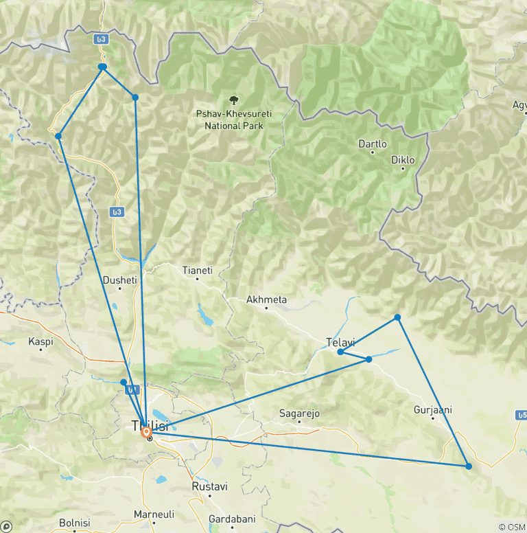 Map of Georgia Private Tour with Driver-Guide