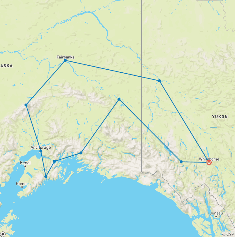 Map of Best of Yukon & Alaska (from Whitehorse)