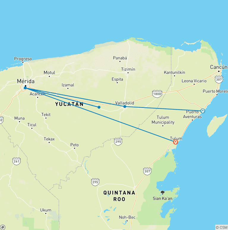 Map of Premium Mexico Yucatan Highlights