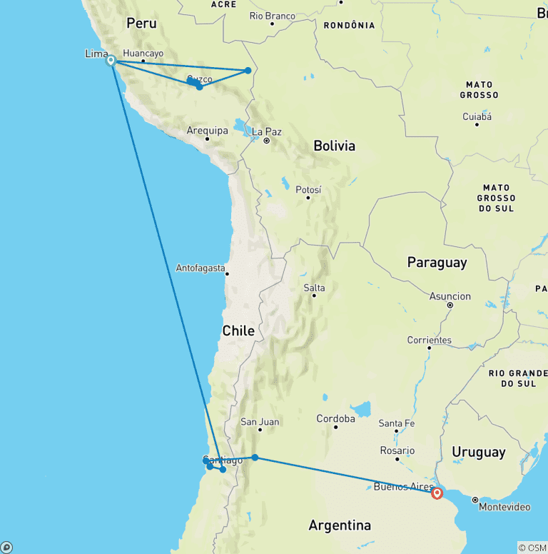 Map of Premium Peru, Chile & Argentina