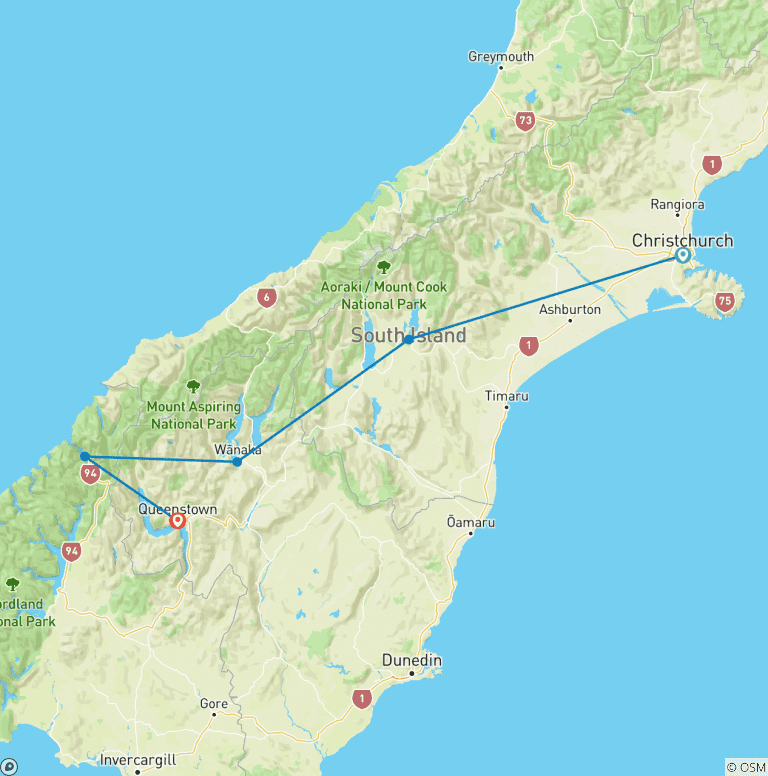 Map of NZ Adventure South