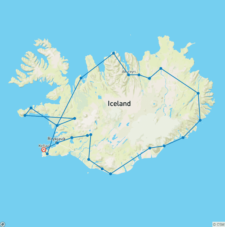 Map of 12 Days Self-drive | Everything you must see in Iceland Ring Road Tour