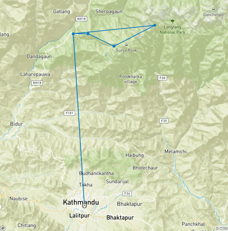 Map of Gosaikunda Trek - 7 Days