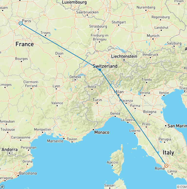 Map of Paris to Rome: Picnics & Pizza