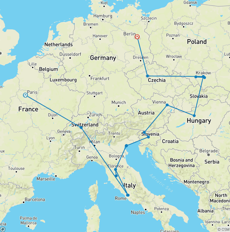 Map of Paris to Berlin: Art & the Alps