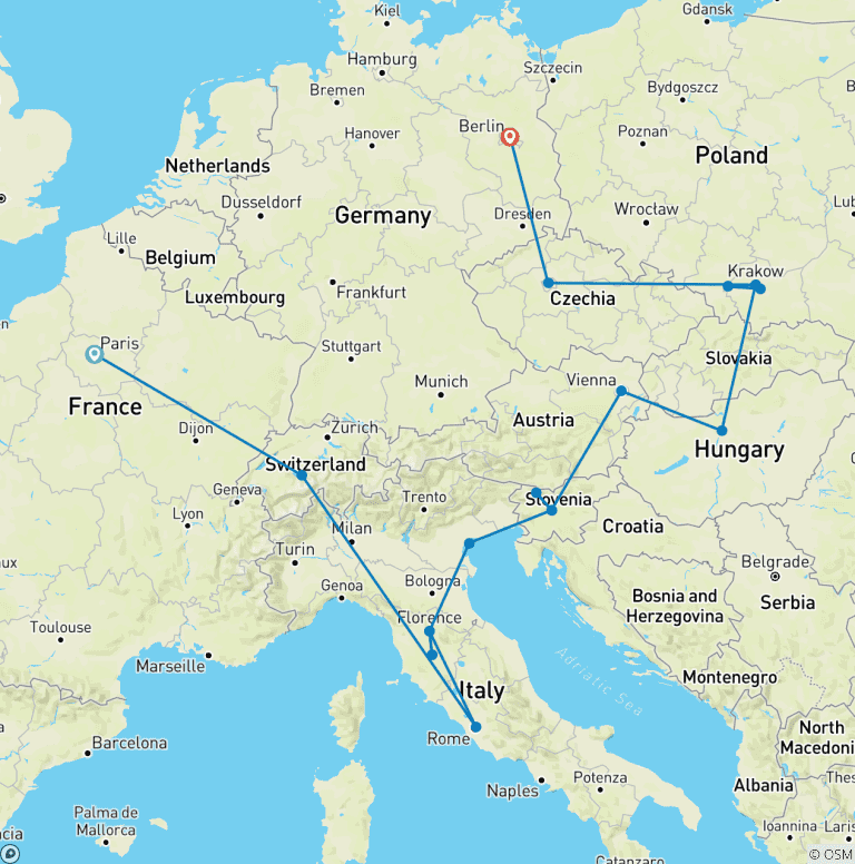 Map of Paris to Berlin: Art & the Alps