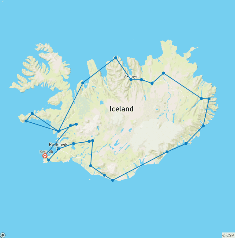 Map of 10 Days Self-drive | In-Depth Iceland Ring Road Tour