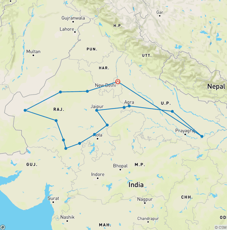 Map of Experience of North India