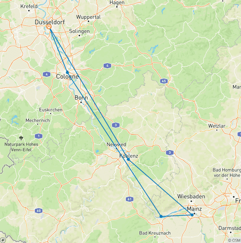 Map of AUTUMN CHARM OF THE RHINE (Dusseldorf - Dusseldorf) MS VISTA RIO