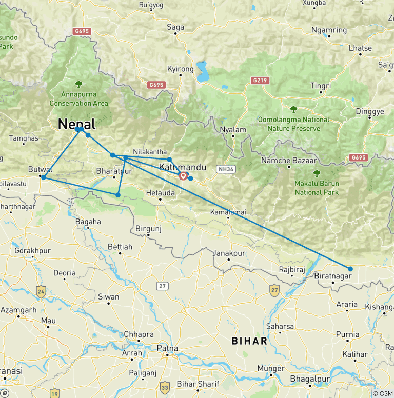 Map of Splendours of Nepal