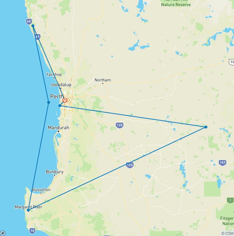 Map of 【Perth】7 Days All-Inclusive Touring Grand Packages