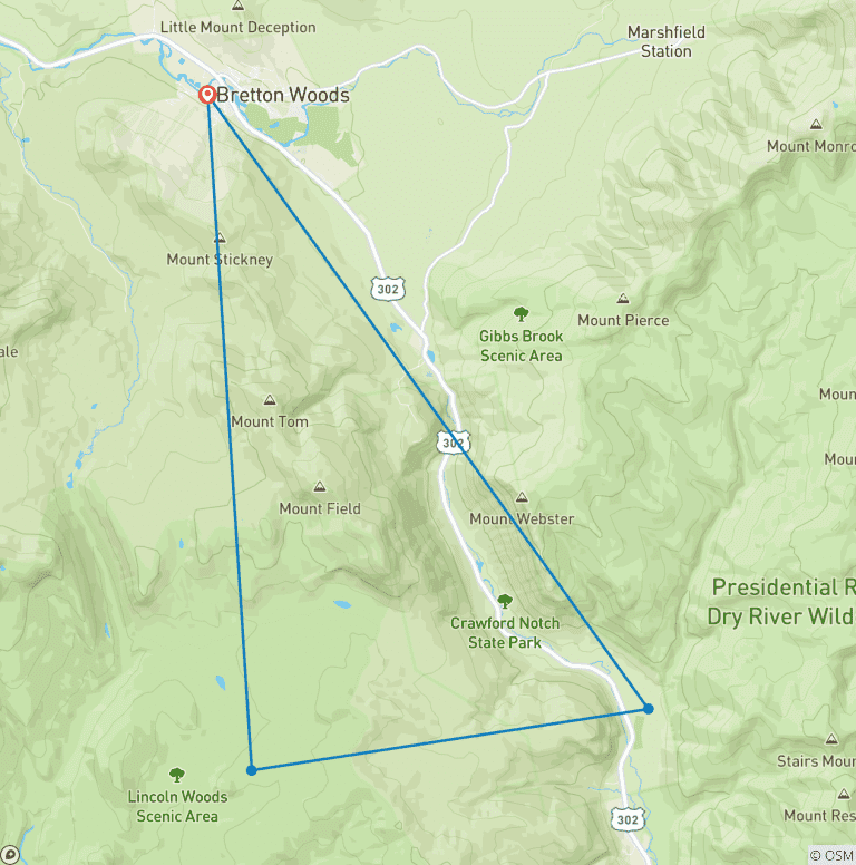 Map of Zealand Falls and the White Mountains