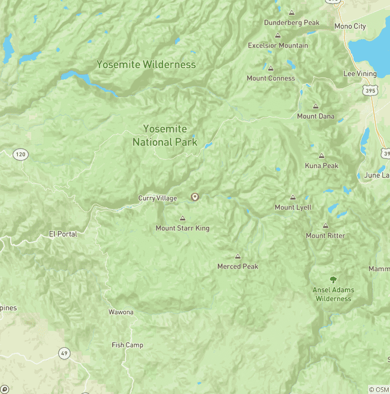 Map of Yosemite Classic Summits Half Dome and Clouds Rest