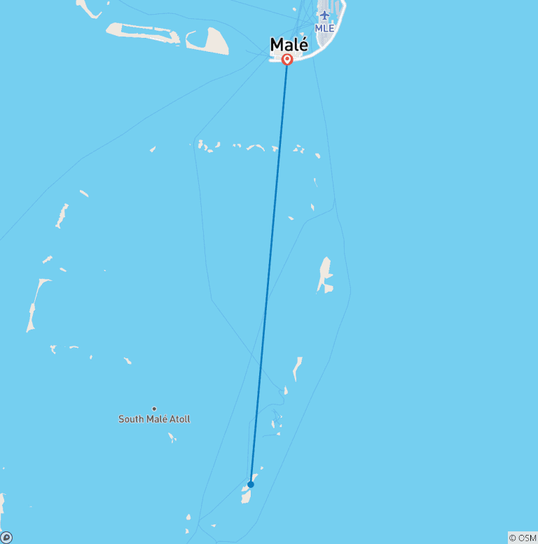 Map of 8 day Heavenly Maldives with adventures