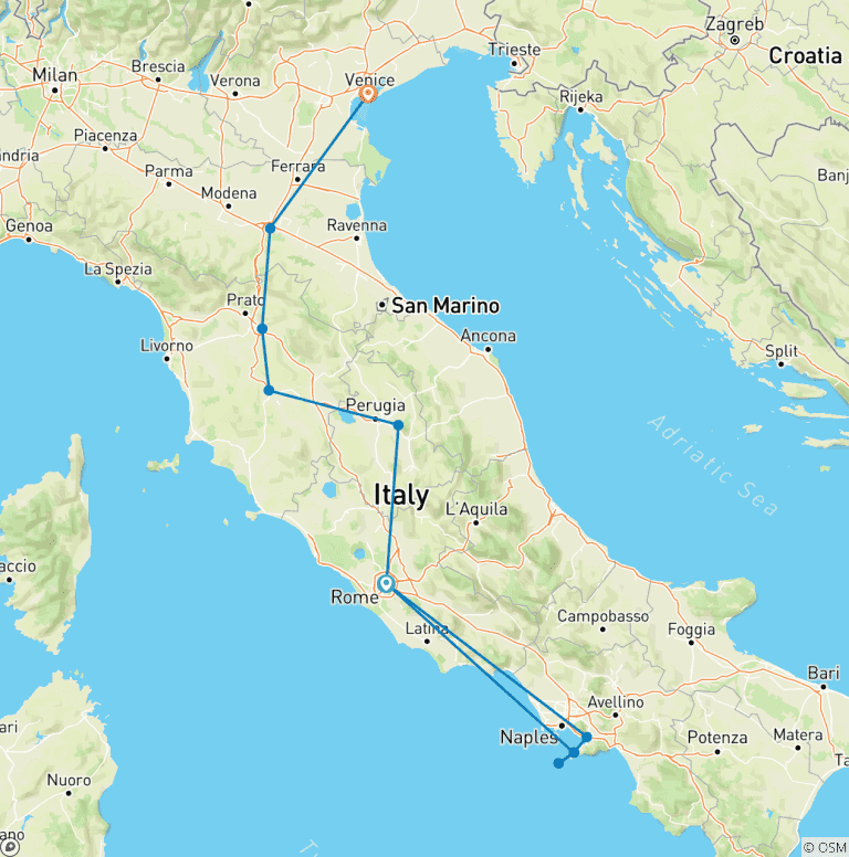 Map of Mamma Mia! Best of Italy