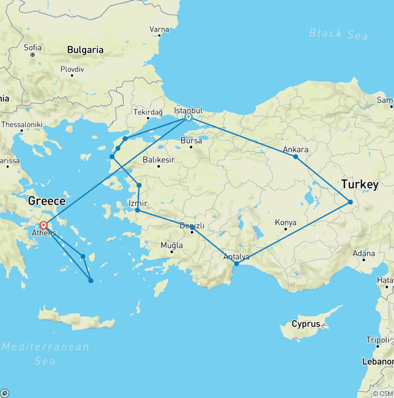 Map of Turkey & Greece