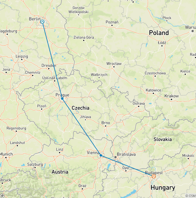 Map of Sziget Festival Road Trip (Standard)